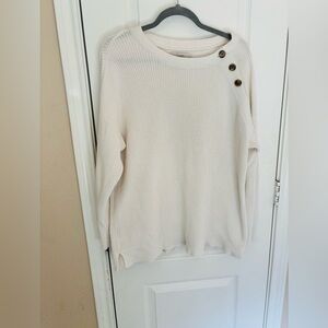 LOFT Ivory/Cream Sweater with Button Details